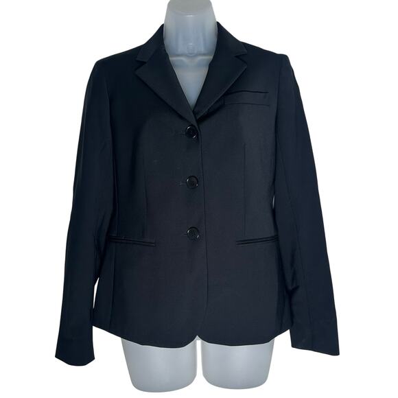 Talbots Women's Three-Button Fitted Black Lined Wool Blend Blazer Jacket Size 4 - Picture 1 of 10